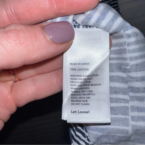 Kate Spade Saturday Cotton Navy Blue and White Sleeveless Shirt, Size Small - Picture 6 of 6